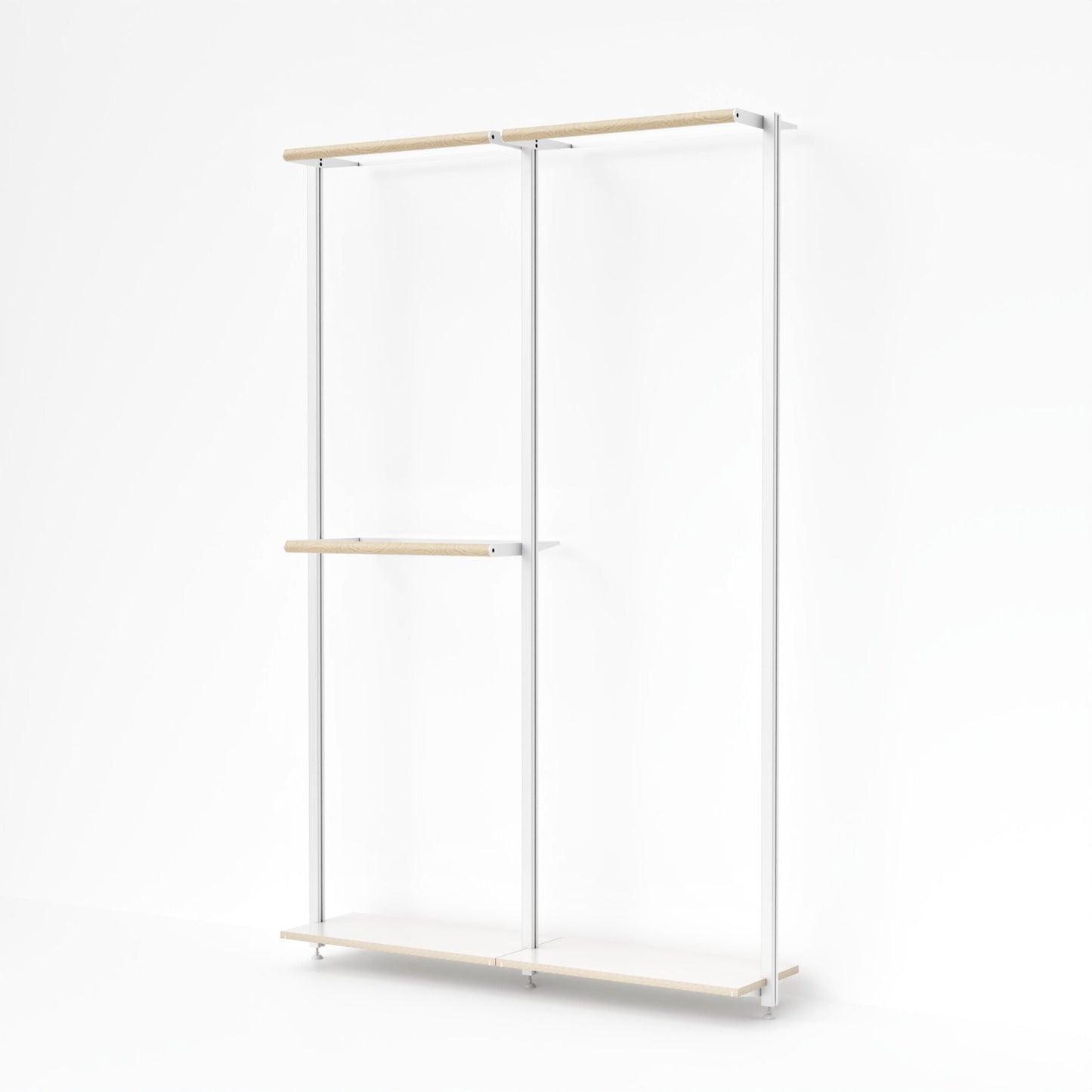 MALYA Kleiderstange im cleanen Look mit 3 Kleiderstangen – zeitloses, wandmontiertes Ordnungssystem mit klaren Linien und hochwertiger Tischlerverarbeitung, ideal für moderne Innenräume.