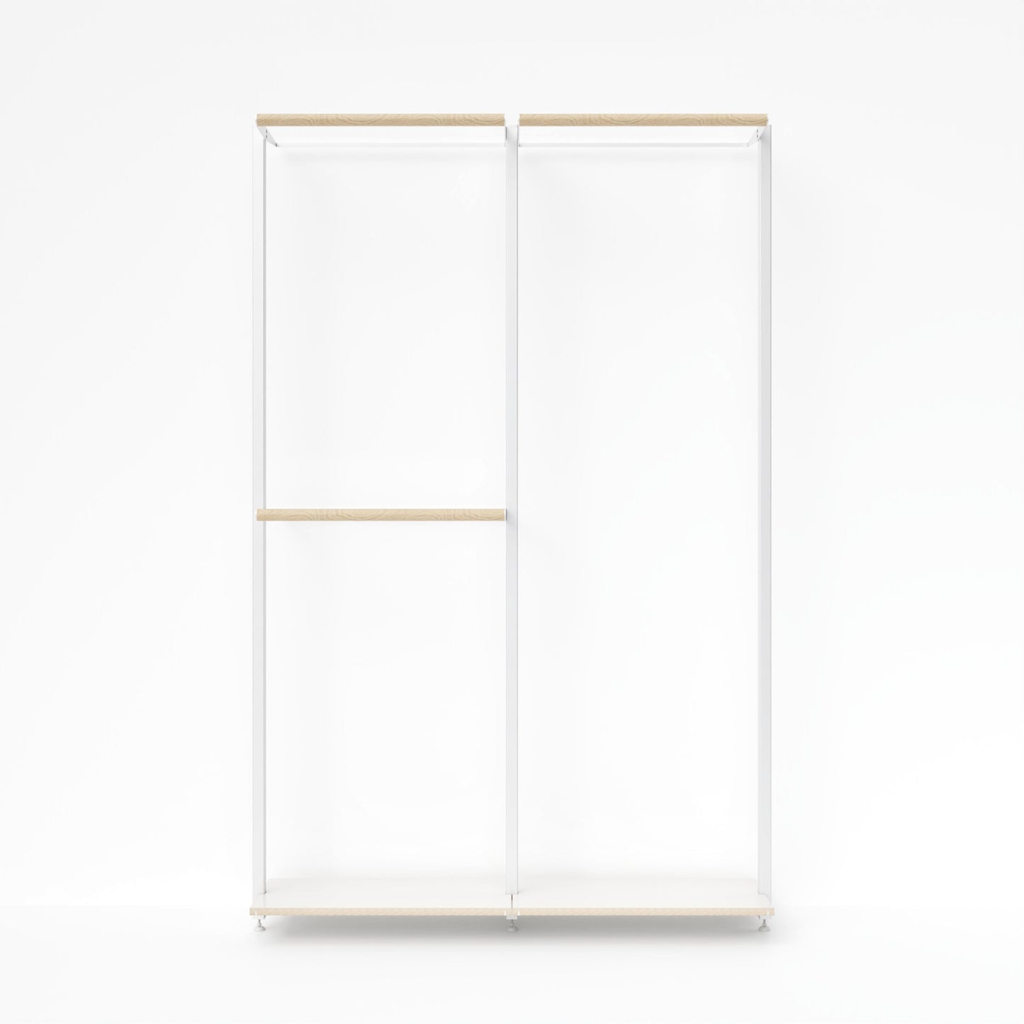 MALYA Kleiderstange im cleanen Look mit 3 Kleiderstangen– zeitloses, wandmontiertes Ordnungssystem mit klaren Linien und hochwertiger Tischlerverarbeitung, ideal für moderne Innenräume.